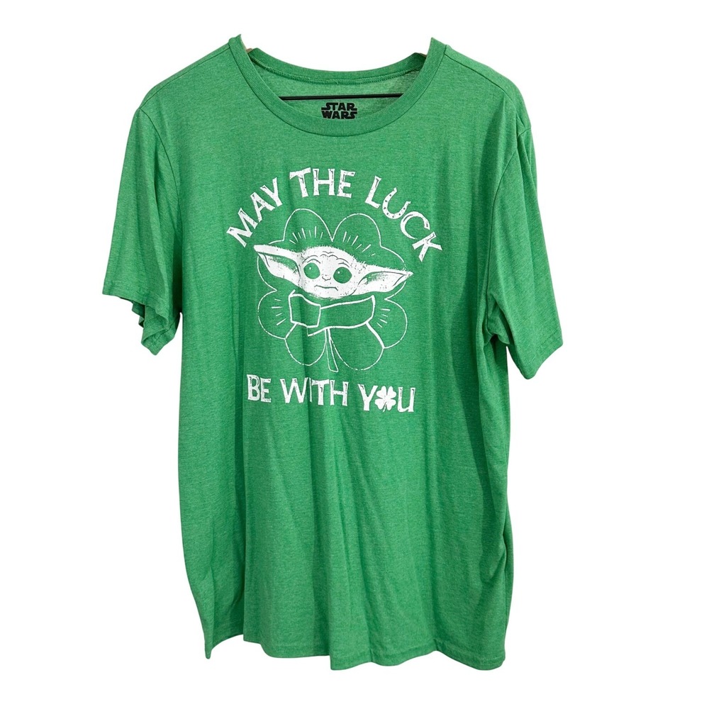 Star Wars May‎ The Luck Be With You Shamrock Yoda T-Shirt Top Green XL